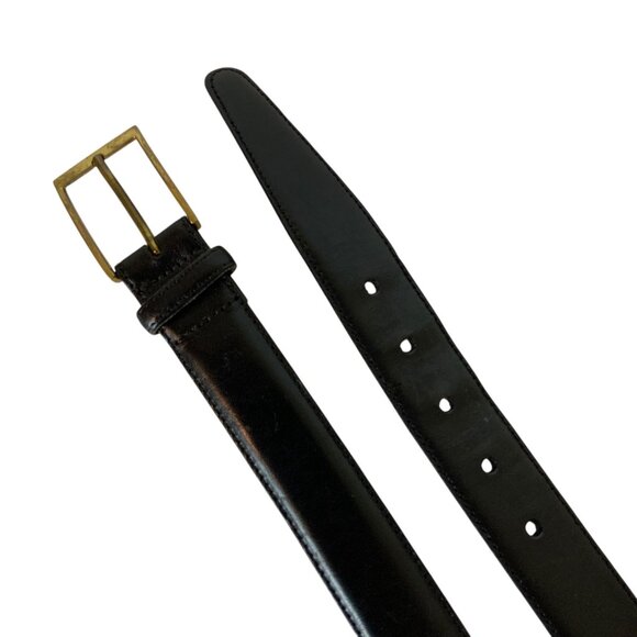 Johnston & Murphy Mens Leather Belt Black Aniline Kipskin Brass Buckle Size 40 - Picture 2 of 4